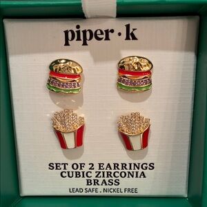 Piper K Burger and Fries Earrings Set